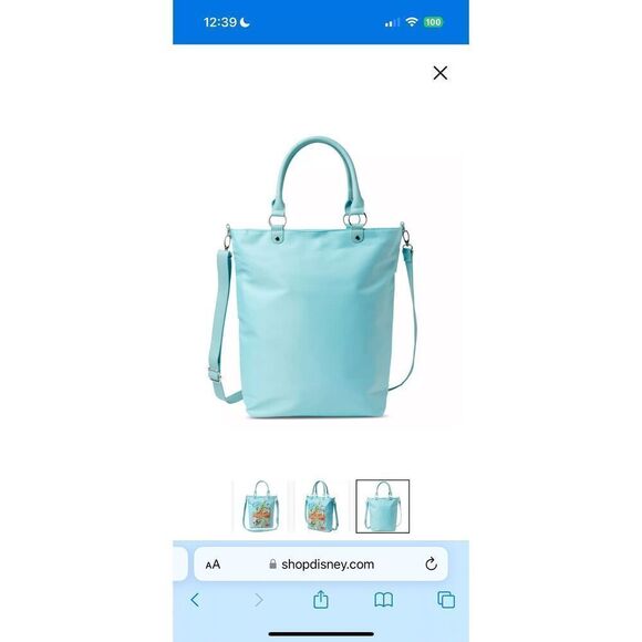 Disney Classics Christmas / Holiday Tote Bag With 2 Padded Handles 2023 NWT Blue - Picture 4 of 5